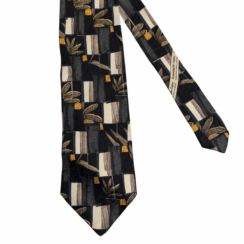 ERMENEGILDO ZEGNA Men’s Silk Tie Luxury Geometric Design Multicolor Italy 58x4